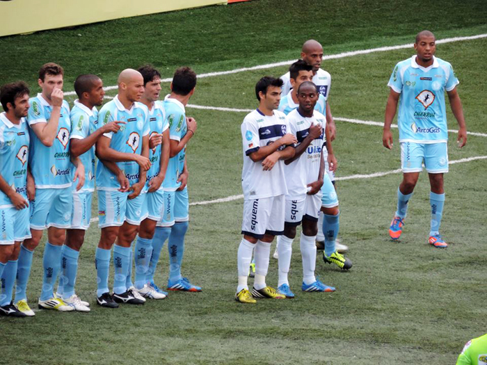 São José, dos ex jogadores lajeadenses Bindé e Jean Silva, bem que tentou reverter a vantagem do elenco lajeadense, mas não conseguiram. Foto: Turma do Alviazul. 