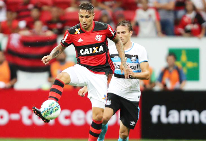 Flamengo de Guerrero, venceu o Grêmio, no jogo de estreia do Tricolor Gaúcho na Primeira Liga. Foto: Francisco Stuckert/Raw Imagens/Lancepress 