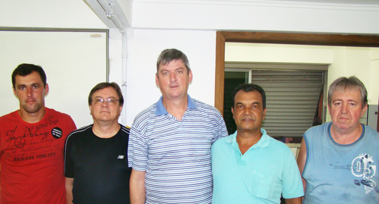 Mauro Renner, 2º tesoureiro; Kiko Weimer, tesoureiro; Darlei Christ, presidente; Jaci da Rocha, 1º vice-presidente e Volnei Kochann, 2º vice-presidente, integrantes da nova diretoria da Lilafa.